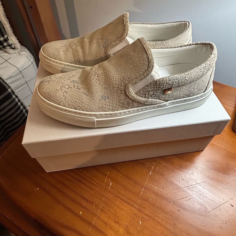 Emy Mack python snake skin slip-on shoes
